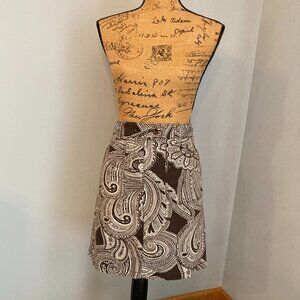 Ann Taylor Brown/Beige Paisley Print Mini Skirt Size 6